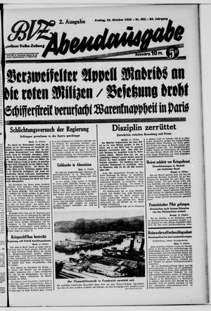 Berliner Volks-Zeitung vom 16.10.1936