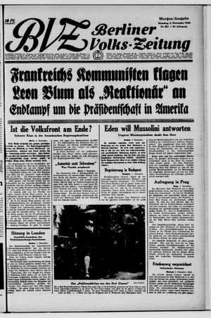 Berliner Volkszeitung vom 03.11.1936