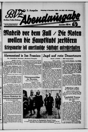 Berliner Volkszeitung vom 03.11.1936