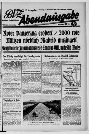 Berliner Volkszeitung vom 17.11.1936