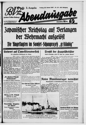 Berliner Volks-Zeitung vom 22.01.1937