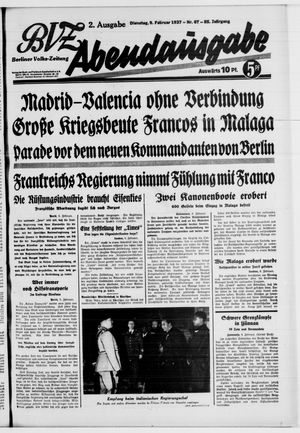 Berliner Volkszeitung vom 09.02.1937