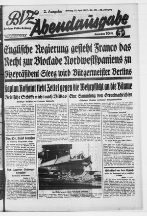 Berliner Volkszeitung vom 12.04.1937