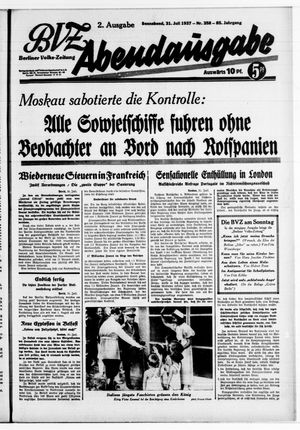 Berliner Volkszeitung vom 31.07.1937