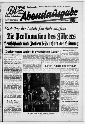 Berliner Volkszeitung vom 07.09.1937