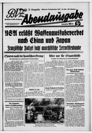 Berliner Volkszeitung vom 15.09.1937