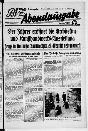 Berliner Volkszeitung vom 22.01.1938