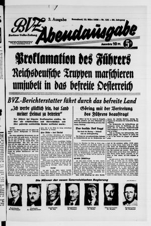 Berliner Volkszeitung vom 12.03.1938