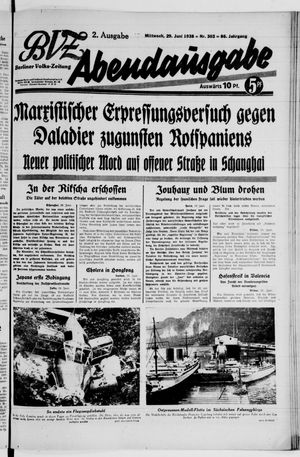 Berliner Volkszeitung vom 29.06.1938