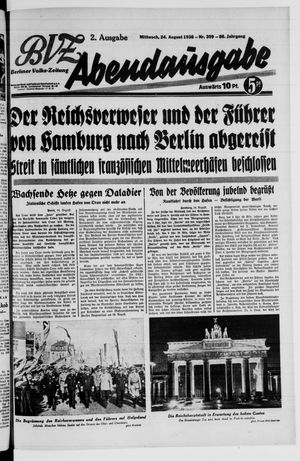 Berliner Volks-Zeitung vom 24.08.1938