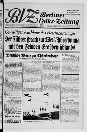 Berliner Volkszeitung vom 13.09.1938