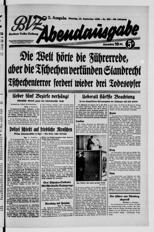 Berliner Volkszeitung vom 13.09.1938