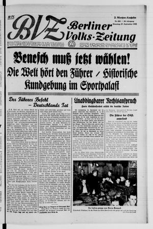 Berliner Volkszeitung vom 27.09.1938