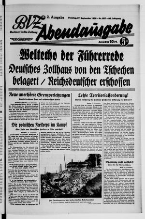 Berliner Volkszeitung vom 27.09.1938