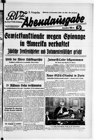 Berliner Volkszeitung vom 14.12.1938