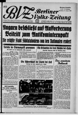 Berliner Volkszeitung vom 14.01.1939