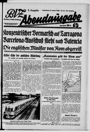 Berliner Volkszeitung vom 14.01.1939