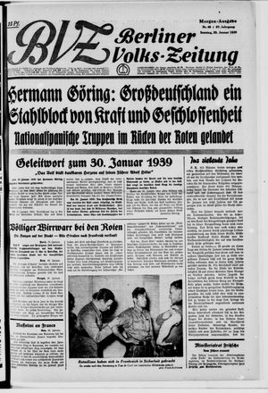 Berliner Volkszeitung vom 29.01.1939