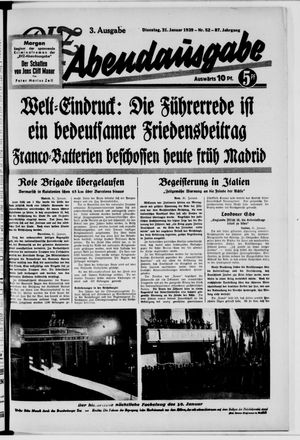Berliner Volkszeitung on Jan 31, 1939