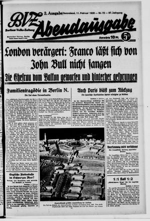 Berliner Volkszeitung on Feb 11, 1939
