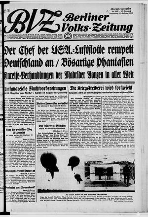 Berliner Volks-Zeitung vom 23.02.1939