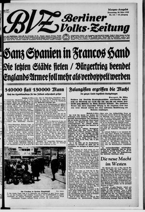 Berliner Volkszeitung vom 30.03.1939