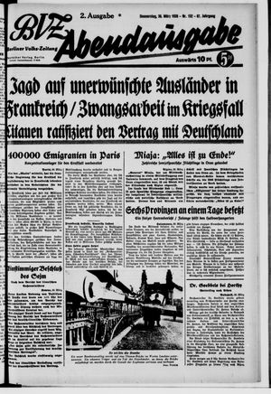 Berliner Volkszeitung vom 30.03.1939