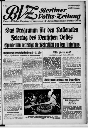 Berliner Volkszeitung on Apr 28, 1939