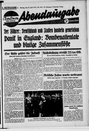 Berliner Volkszeitung vom 26.06.1939