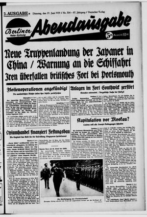 Berliner Volkszeitung vom 27.06.1939