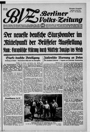 Berliner Volks-Zeitung vom 09.07.1939