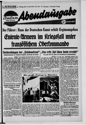 Berliner Volks-Zeitung vom 17.07.1939