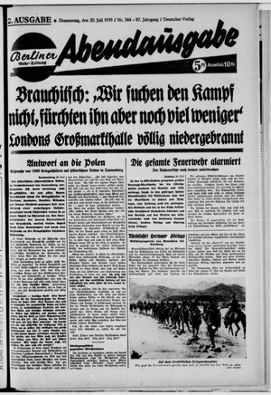 Berliner Volkszeitung vom 20.07.1939