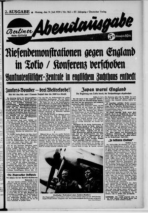 Berliner Volks-Zeitung vom 31.07.1939