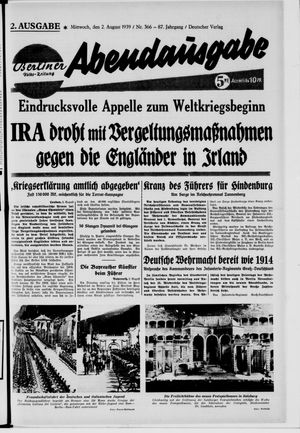 Berliner Volks-Zeitung vom 02.08.1939
