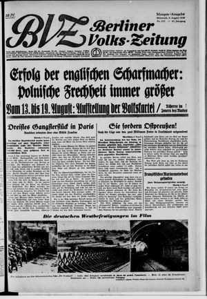 Berliner Volkszeitung vom 09.08.1939