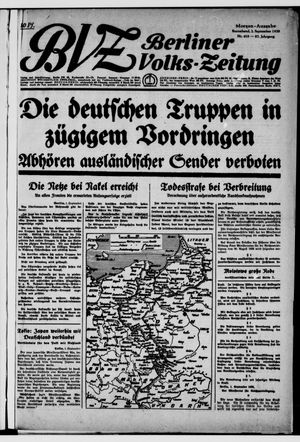 Berliner Volkszeitung vom 02.09.1939