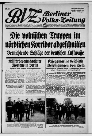 Berliner Volks-Zeitung vom 03.09.1939