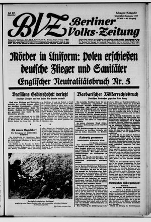 Berliner Volkszeitung vom 06.09.1939
