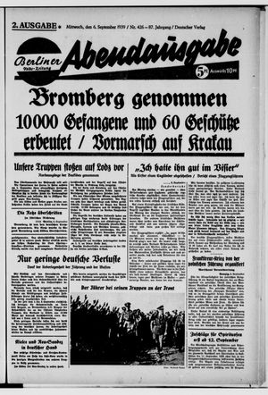 Berliner Volkszeitung vom 06.09.1939