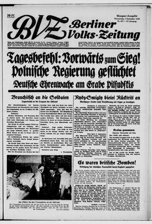 Berliner Volks-Zeitung vom 07.09.1939