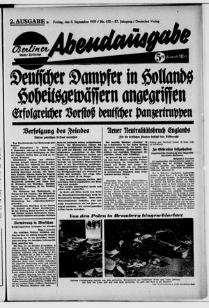 Berliner Volkszeitung vom 08.09.1939