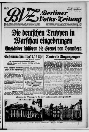 Berliner Volkszeitung vom 09.09.1939