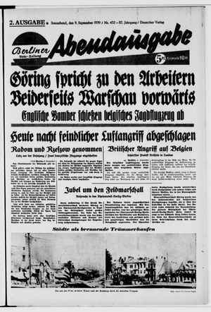 Berliner Volkszeitung vom 09.09.1939