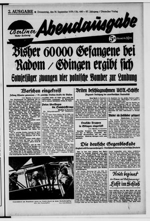 Berliner Volkszeitung vom 14.09.1939