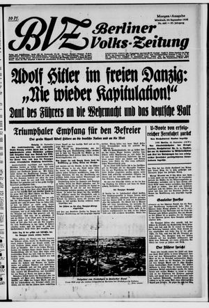Berliner Volkszeitung vom 20.09.1939