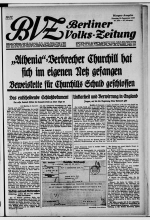 Berliner Volkszeitung vom 26.09.1939