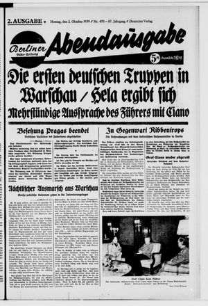 Berliner Volks-Zeitung vom 02.10.1939