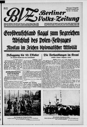 Berliner Volkszeitung vom 04.10.1939
