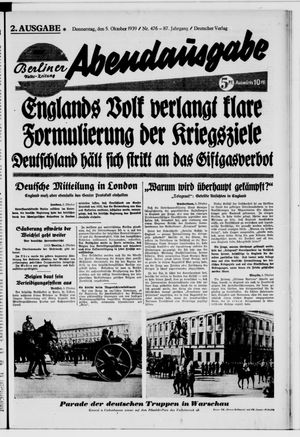 Berliner Volks-Zeitung vom 05.10.1939